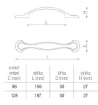 Bosetti Marella Nábytková úchytka rustikální Viaggio rozteč: 128mm ostatní (356260)