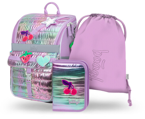 Školní aktovkový 3-dílný set BAAGL ZIPPY - Lavender (aktovka, penál, sáček)