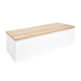 Koupelnová skříňka s krycí deskou SAT B-WAY 119x30x45 cm bílá lesk BWAY120WDOAK BWAY120WDOAK