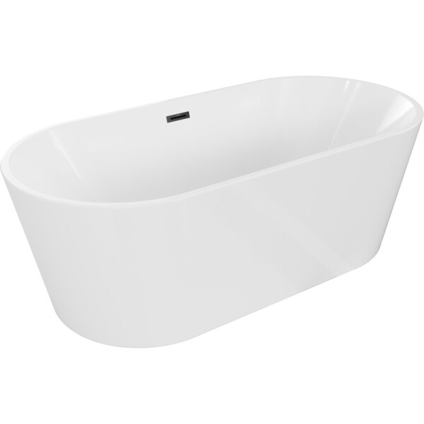 MEXEN/S - Luna volně stojící vana 140 x 75, bílá, sifon a přepad černá 52031407500-70