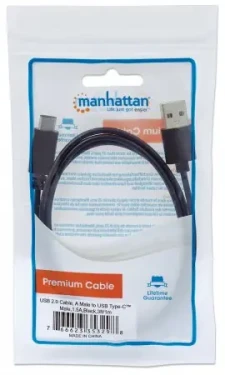 Manhattan Kabel USB 2.0 A - USB 3.1 C / M/M černý / 1m (353298-MA)