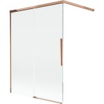 MEXEN/S - Rox vanová zástěna 2-křídlová posuvná 120 x 150, transparent, růžové zlato 8C9-120-003-60-00