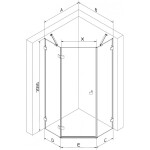 MEXEN/S - Lunar sprchový kout pětiboký křídlový levá 90 x 100, transparent, měď kartáčovaná 831-090L-100P-65-00-L
