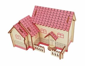 Woodcraft Dřevěné 3D puzzle Fialový dům/ 20 dílků