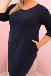 Dámská sukýnka Plus Size s bavlnou jednoduchého střihu a rukávem 3/4 modrá UNI