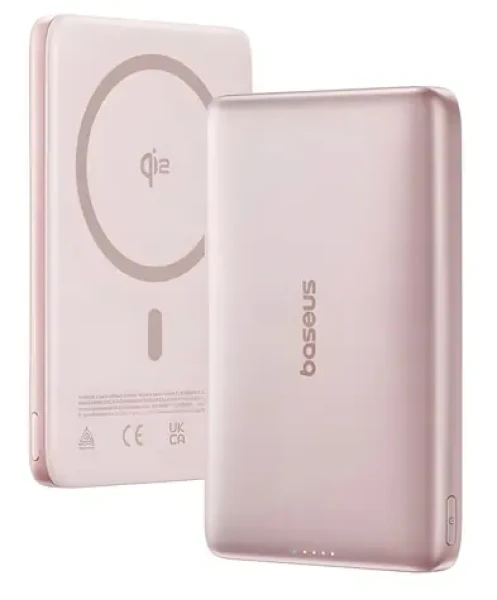 Baseus PicoGo AM41 růžová / Powerbanka / 10000 mAh / 27W / Qi2 / MagSafe / USB-C kabel 30cm (6932172691691)