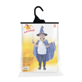 Dětský plášť modrý s kloboukem Čarodějnice