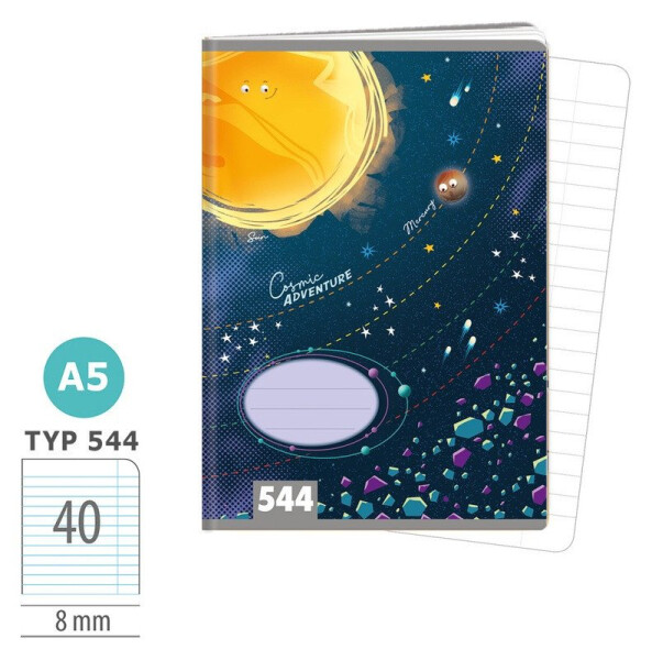 Školní sešit A5, 40 listů, typ 544 Cosmic adventure