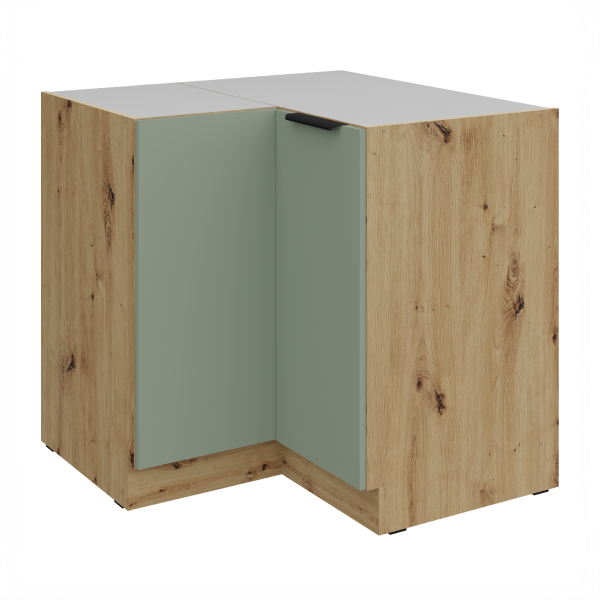 Spodní rohová skříňka Aria 90x90 DN 2F BB Barva korpusu: Dub artisan, Barva dvířek: SA - Aquamarine AFM