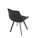 Židle jídelní, černá látka v dekoru broušené kůže, černý kov