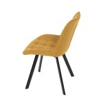 Židle jídelní, žlutá látka, nohy černý kov