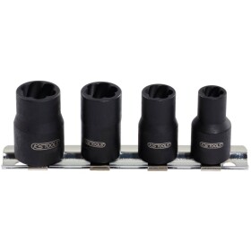 KS Tools 913.1450 Sada spirálových nástrčných hlavic s profilem 1/4, 4 ks, délka 8 mm