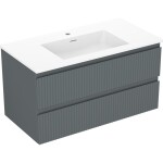 MEXEN/S - Rivel koupelnová skříňka 90 cm s umyvadlem Otis, 2 zásuvky, reliéf , grafit mat/bílá mat - 91A20-09047-2-BFF66-W18M0 91A20-09047-2-BFF66-W18M01