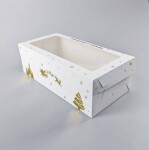 Dortisimo Vánoční krabice na cukroví bílo-zlatá nepromastitelná (40 x 20 x 13 cm)
