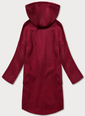 Dámský kabát plus size bordó barvě kapucí model 17099568 Kaštan ROSSE LINE