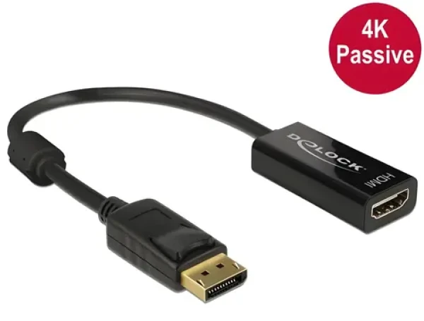 Delock DisplayPort - HDMI černá / Adaptér / 4K / 20 cm (62609)