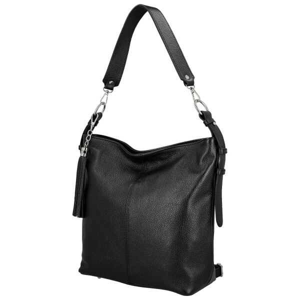 Módní dámská kožená kabelka na rameno Sherica, černá