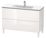 DURAVIT - L-Cube Umyvadlová skříňka 86x122x48 cm, 2 zásuvky, lesklá bílá LC662802222