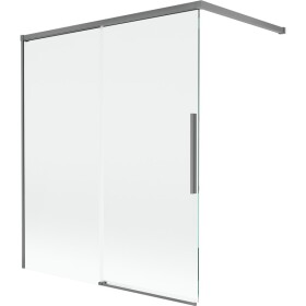 MEXEN/S - Rox vanová zástěna 2-křídlová posuvná 140 x 150, transparent, grafit metal 8C9-140-003-95-00