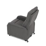 Křeslo polohovací, eletrické, šedá látka.
