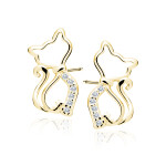 LUNICA Stříbrné náušnice ZLATÁ KOČKA 0769