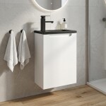 CERANO - Umyvadlová skříňka pro WC Sora - bílá matná + umyvadlo z lit. mramoru - černá matná - 40x57,5x22 CER-999992
