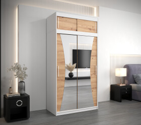 Šatní skříň Abi Mo s nástavcem Barva korpusu: Bílá, Rozměry: 120 cm, Dveře: Dub artisan