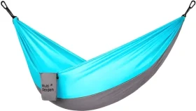 Multi Garden Houpací síť Hamak tyrkysovo-šedá / Houpací síť / 290 × 140 cm / Nylon 210T / Popruhy a karabiny (SMI-H300)