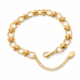 Pozlacený náramek Flavia Gold - chirurgická ocel, Zlatá 16 cm + 5 cm (prodloužení)