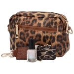 Trendová koženková dámská crossbody Julo, leopard hnědá/hnědá