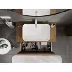 MEXEN/S - Rivel koupelnová skříňka pod umyvadlo 90 cm s deskou, 1 šuplík, reliéf , ořech 91A20-09047-1-BFC86