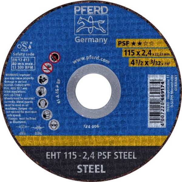 PFERD EHT 115-2,4 PSF STEEL 61730026 řezný kotouč rovný 115 mm 25 ks ocel