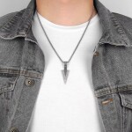 Pánský ocelový náhrdelník Ódinovo kopí GUNGNIR - Battle Damage, Stříbrná 60 cm