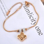 Ocelový náramek Daisy Gold - čtyřlístek, chirurgická ocel, Zlatá 18 cm + 3,5 cm (prodloužení)