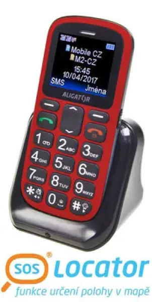 Rozbaleno - Aligator A321 Senior červeno-černá / CZ / 1.8" / Dual-SIM / microSD / rozbaleno (A321RB.rozbaleno)