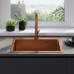 REA - Ocelový dřez Liam BRUSH COPPER bez kuchyňské baterie ZLE-06050