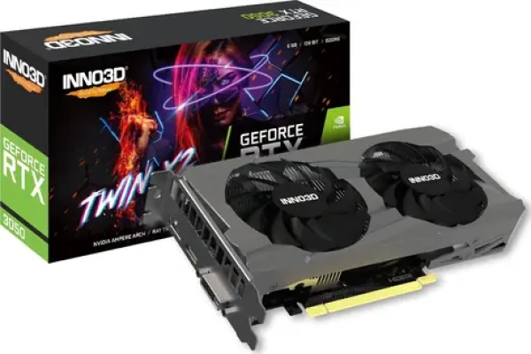 Inno3D GeForce RTX 3050 Twin X2 6GB / Grafická karta / 1042 - 1470 MHz / 96-bit / 1x DVI-D + 1x HDMI + 1x DP (N30502-06D6-1880VA60)