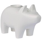 Ib Laursen Dřevěný svícen White Pig – větší, bílá barva, dřevo