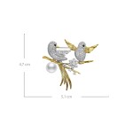 Exkluzivní brož Swarovski Elements D´Onofrio - ptáčci, Zlatá