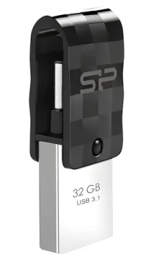 Silicon Power Mobile C31 32GB černá / Flash disk / USB 3.2 Gen 1 / USB-A + USB-C (SP032GBUC3C31V1K)