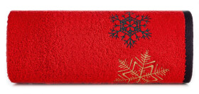 Bavlněný vánoční ručník červený vločkami