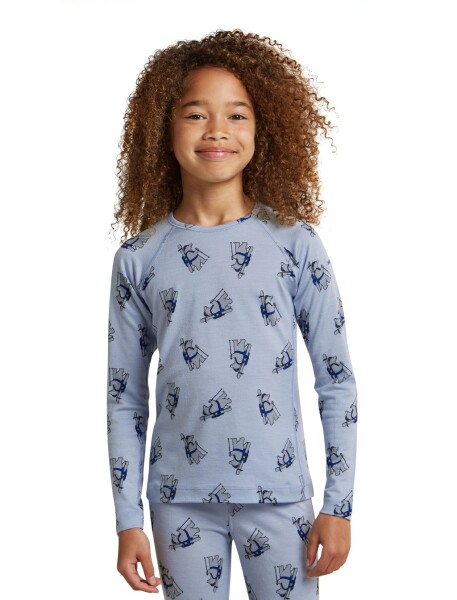Dětské merino triko dlouhý rukáv ICEBREAKER Kids Merino 200 Oasis LS Crewe Bear Tour AOP, Zinc Blue/Aop velikost: 3