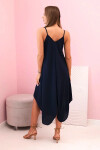 Women's dress with straps flared with an asymmetrical hem námořnická modř UNI