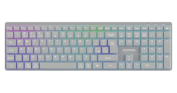 Canyon HKB-W11 šedá / Klávesnice / bezdrátová / voděodolná / RGB podsvícení / CZ/SK layout (CNS-HBTK11G-CS)