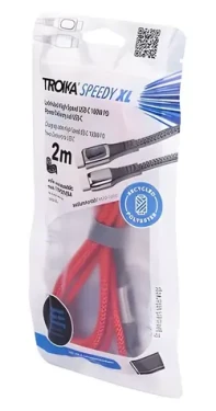 TROIKA SPEEDY XL červený / Nabíjecí kabel / USB-C - USB-C/Lightning / 2 m / PD 100 W / opletený (CBL20/RD)