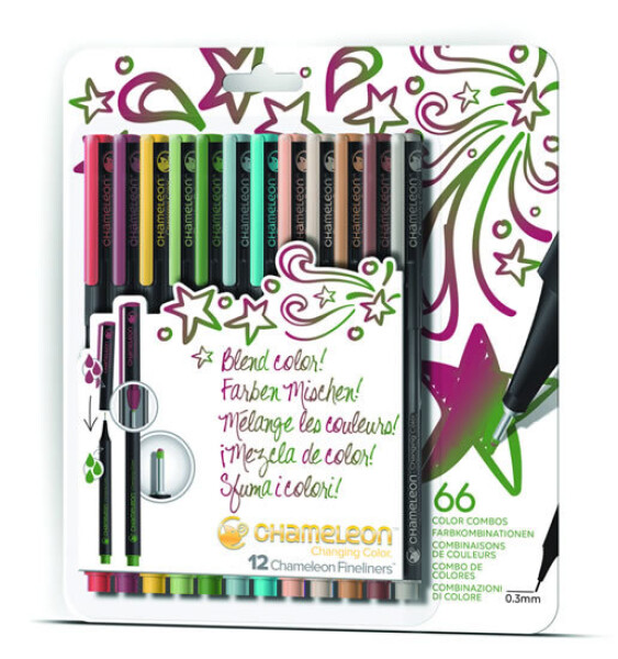 Chameleon Fineliner sada 12 ks syté tóny 0,3 mm