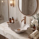 REA - Umyvadlo na desku Flower Beige REA-U7888