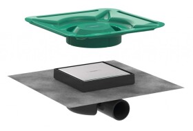 HANSGROHE - RainDrain Spot Podlahová vpusť s roštem 15x15 cm, pro dlažbu, kartáčovaná nerez 56112800