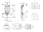 GEBERIT - Kombifix Modul pro závěsné WC s tlačítkem Sigma01, matný chrom + Tece One - sprchovací toaleta a sedátko, Rimless, SoftClose 110.302.00.5 NT3