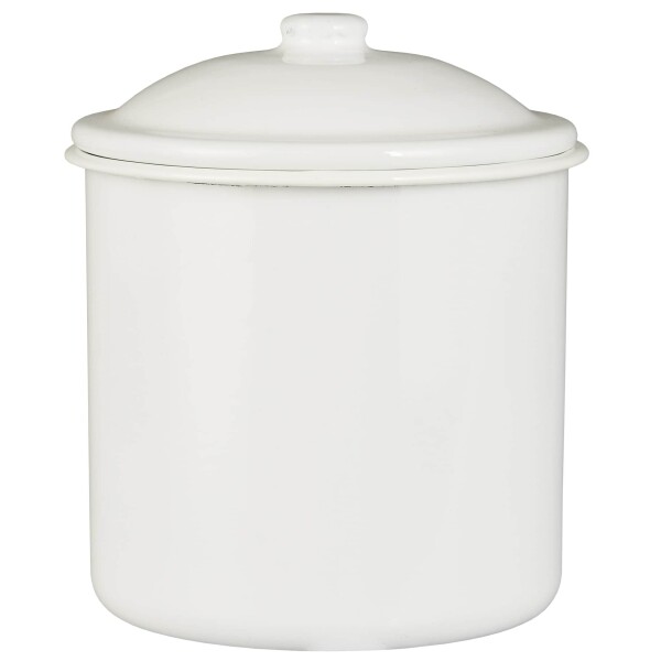 Ib Laursen Smaltovaná dóza White 15 cm, bílá barva, smalt